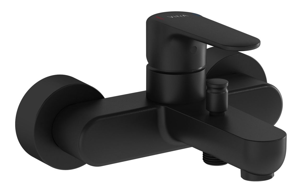VitrA Root Round Wall Mounted Bath/Shower Mixer - Matt Black, Bathroom Taps - Image 2
