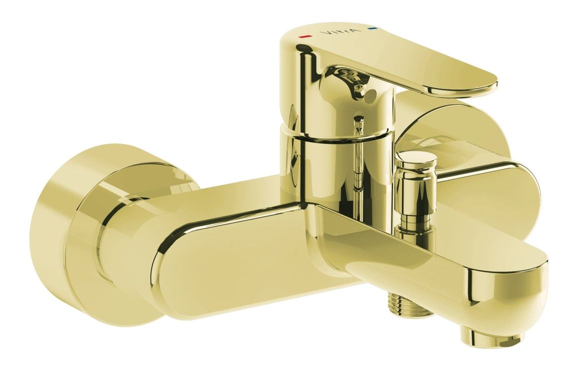VitrA Root Round Wall Mounted Bath/Shower Mixer - Soft Gold, Bathroom Taps