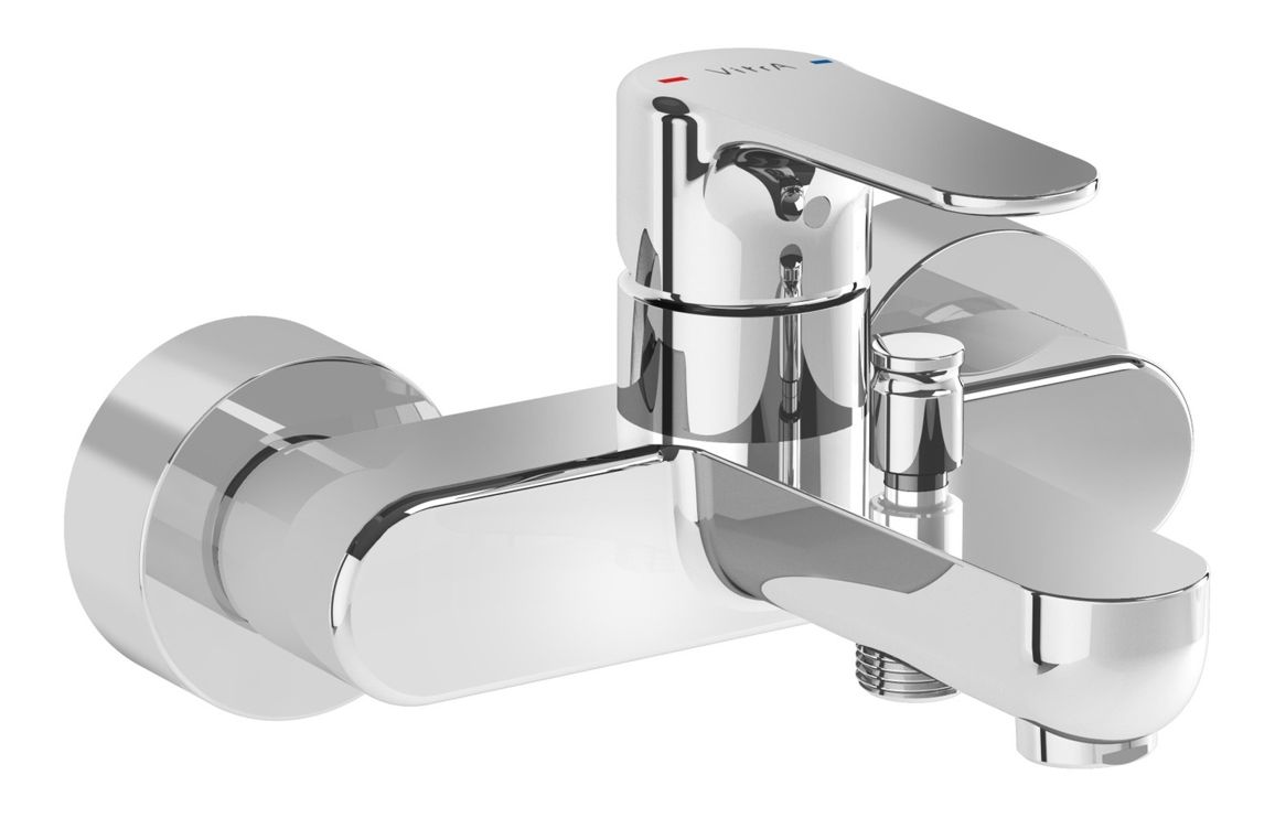 VitrA Root Round Wall Mounted Bath/Shower Mixer - Chrome, Bathroom Taps