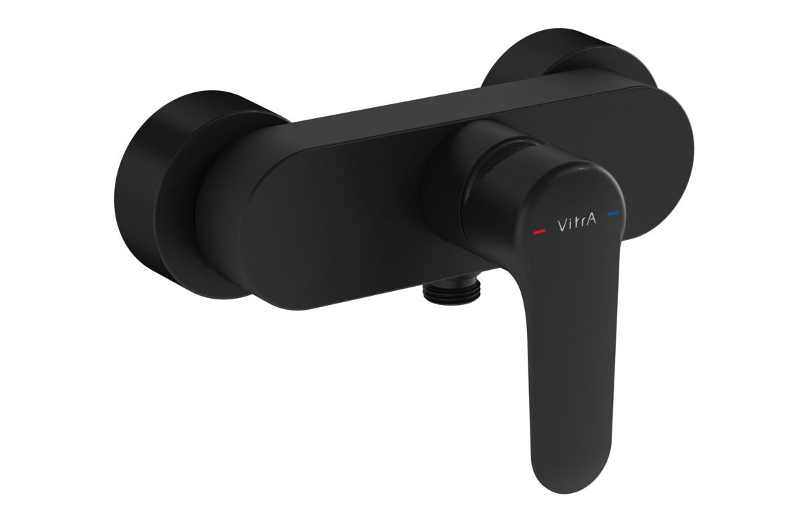 VitrA Root Round Wall Mounted Shower Mixer - Matt Black