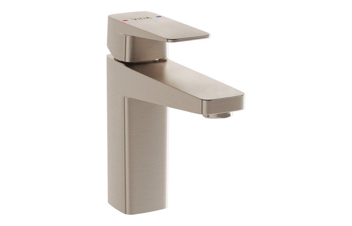 VitrA Root Square Basin Mixer - Brushed Nickel, Bathroom Taps