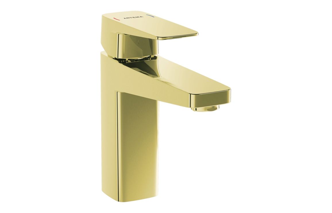 VitrA Root Square Basin Mixer - Soft Gold, Bathroom Taps
