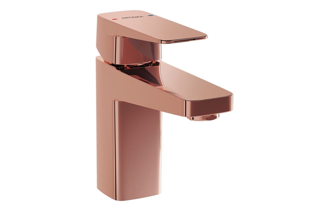 VitrA Root Square Compact Basin Mixer - Soft Copper, Bathroom Taps