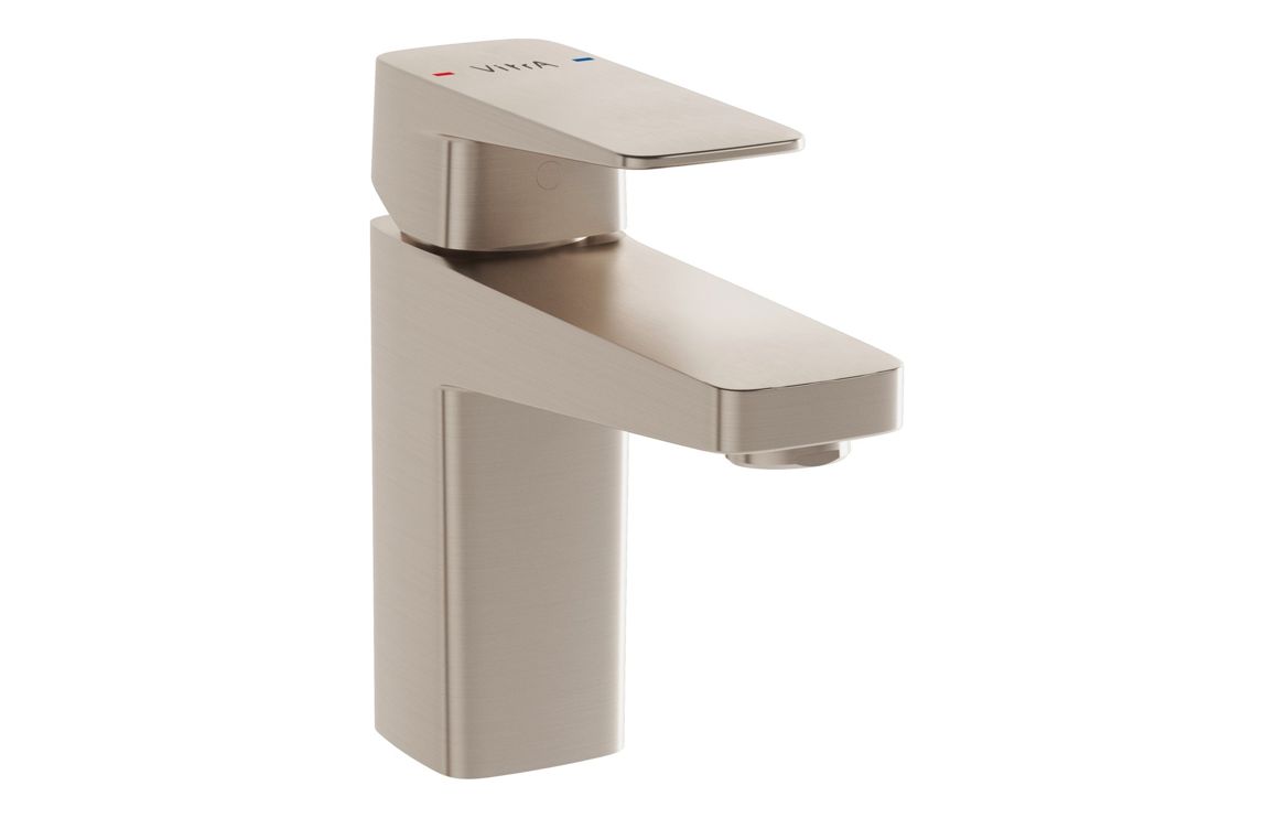 VitrA Root Square Compact Basin Mixer - Brushed Nickel, Bathroom Taps
