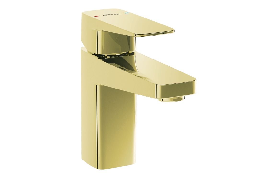 VitrA Root Square Compact Basin Mixer - Soft Gold, Bathroom Taps