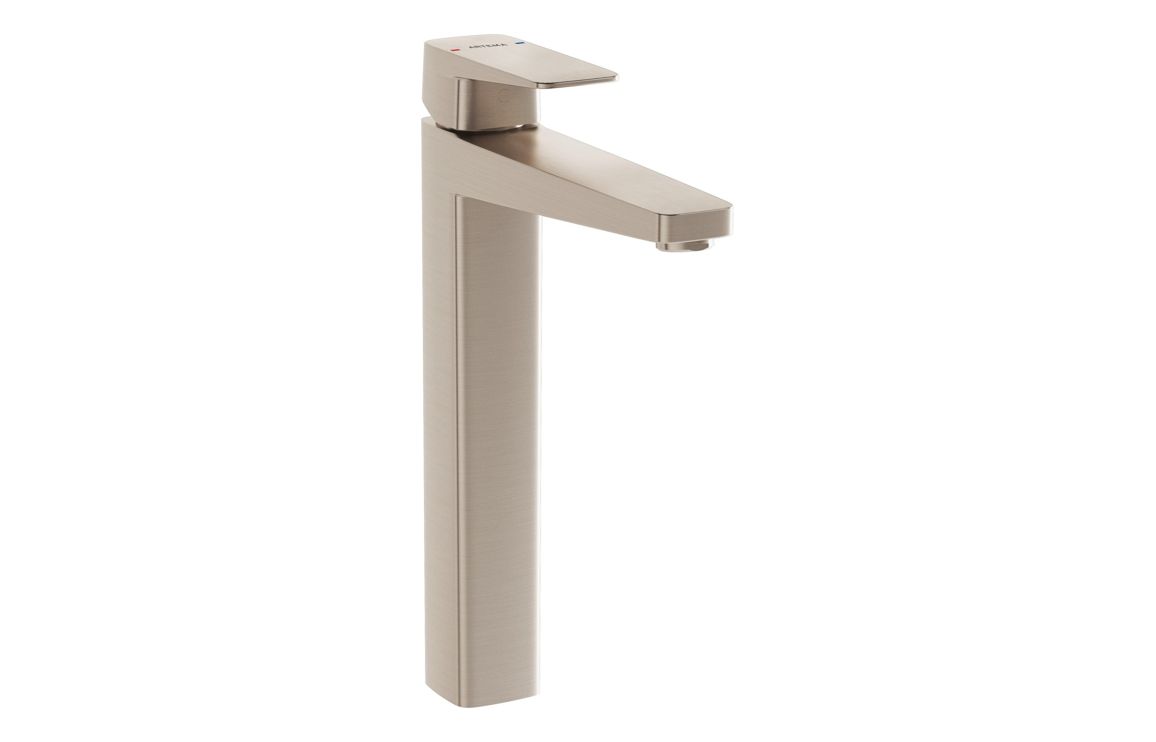 VitrA Root Square Tall Basin Mixer - Brushed Nickel, Bathroom Taps