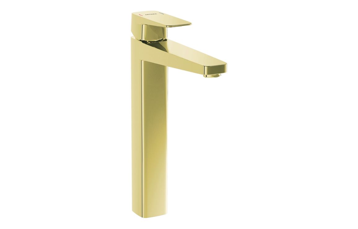 VitrA Root Square Tall Basin Mixer - Soft Gold, Bathroom Taps