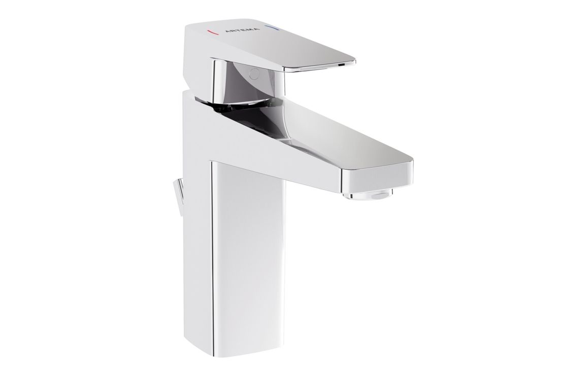 VitrA Root Square Basin Mixer w/Waste Lever - Chrome, Bathroom Taps