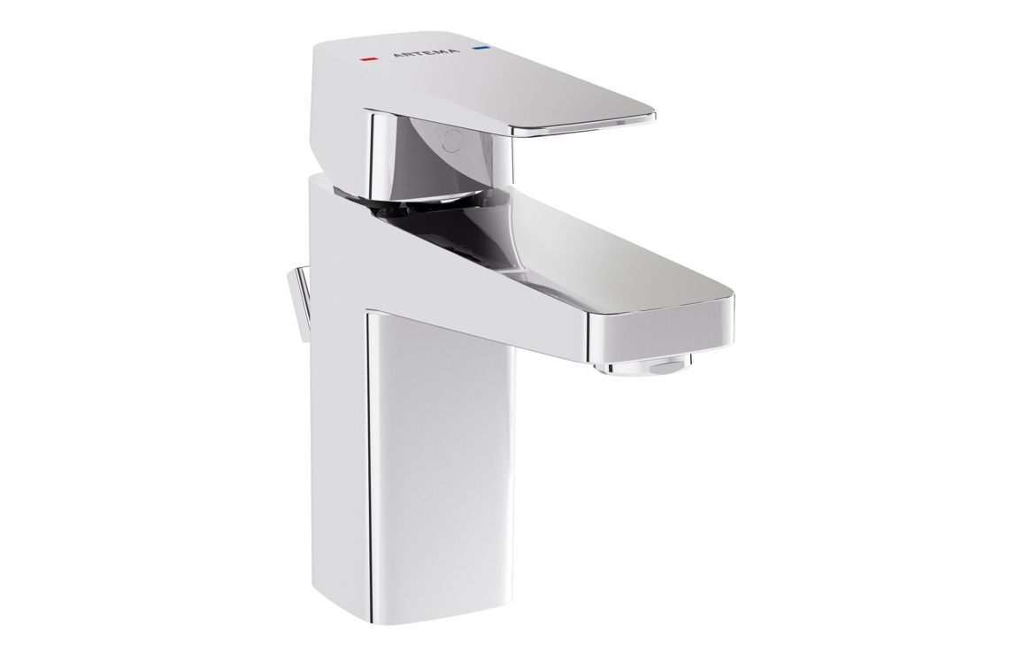 VitrA Root Square Compact Basin Mixer w/Waste Lever - Chrome, Bathroom Taps