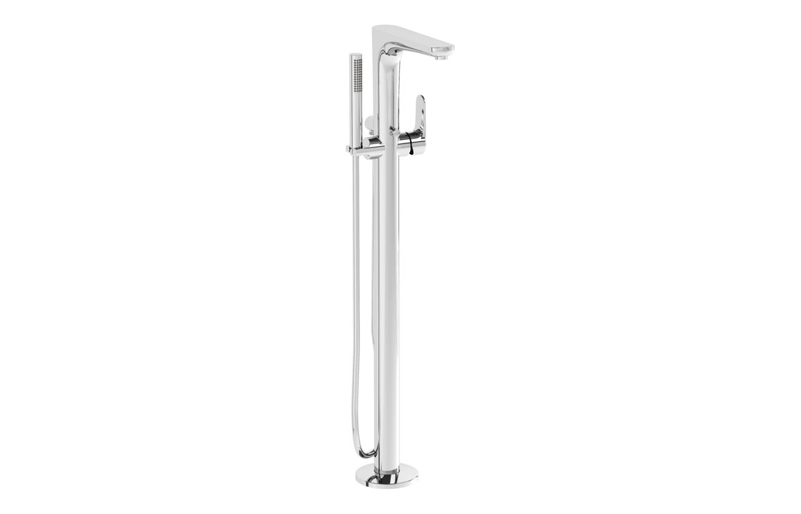 VitrA Root Round Floor Standing Bath/Shower Mixer - Chrome, Bathroom Taps