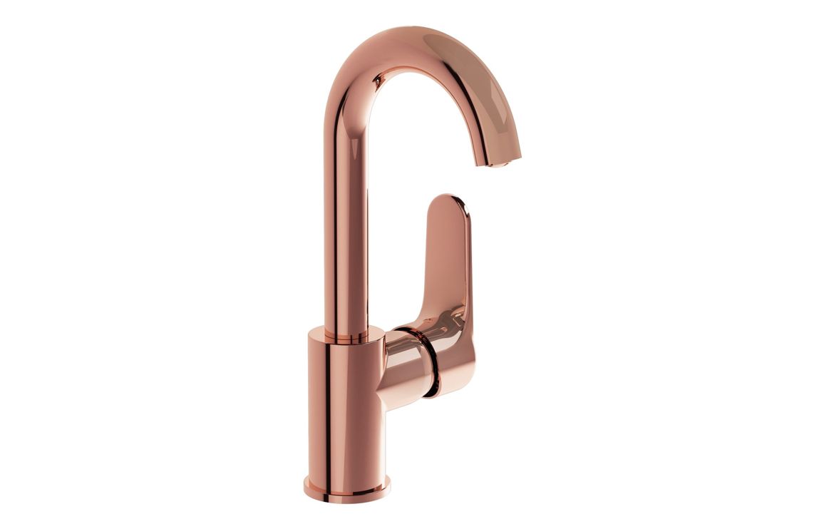 VitrA Root Round Swivel Basin Mixer - Soft Copper, Bathroom Taps