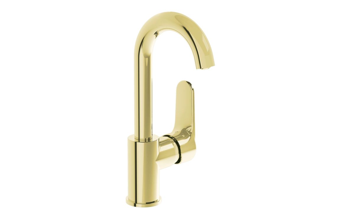 VitrA Root Round Swivel Basin Mixer - Soft Gold, Bathroom Taps