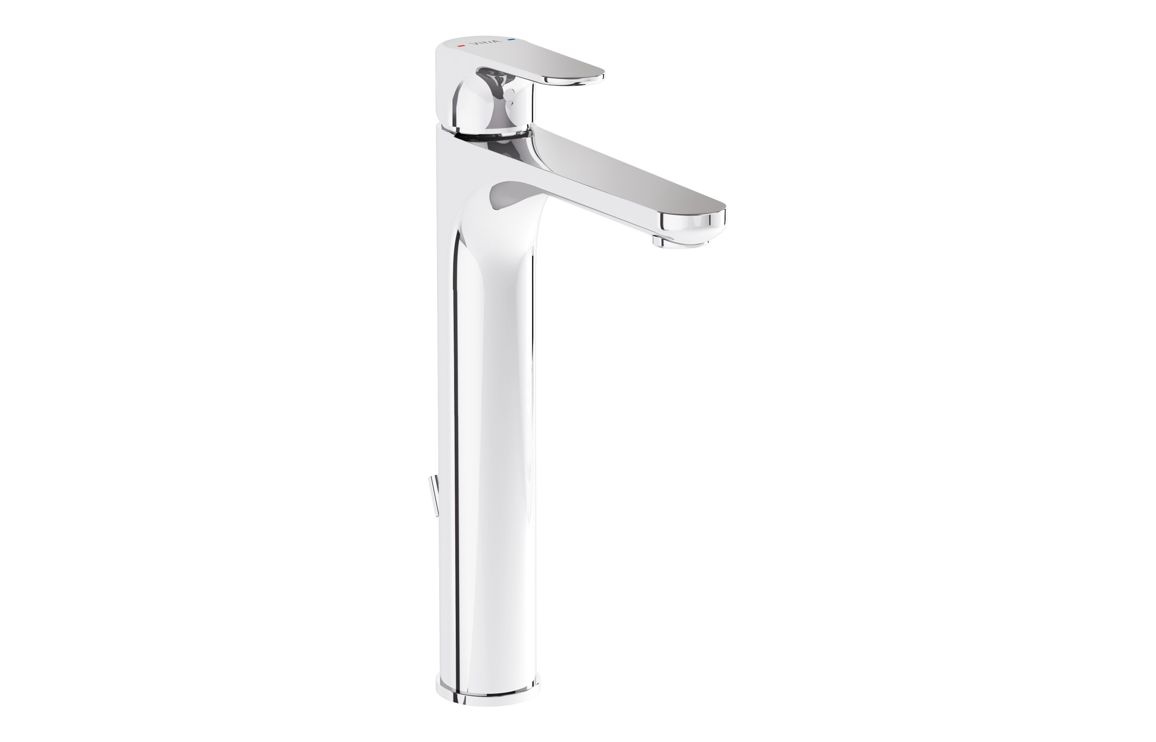 VitrA Root Round Tall Basin Mixer w/Waste Lever - Chrome, Bathroom Taps