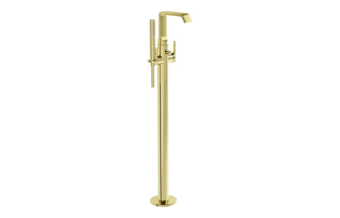VitrA Suit Floor Standing Bath/Shower Mixer - Soft Gold, Bathroom Taps