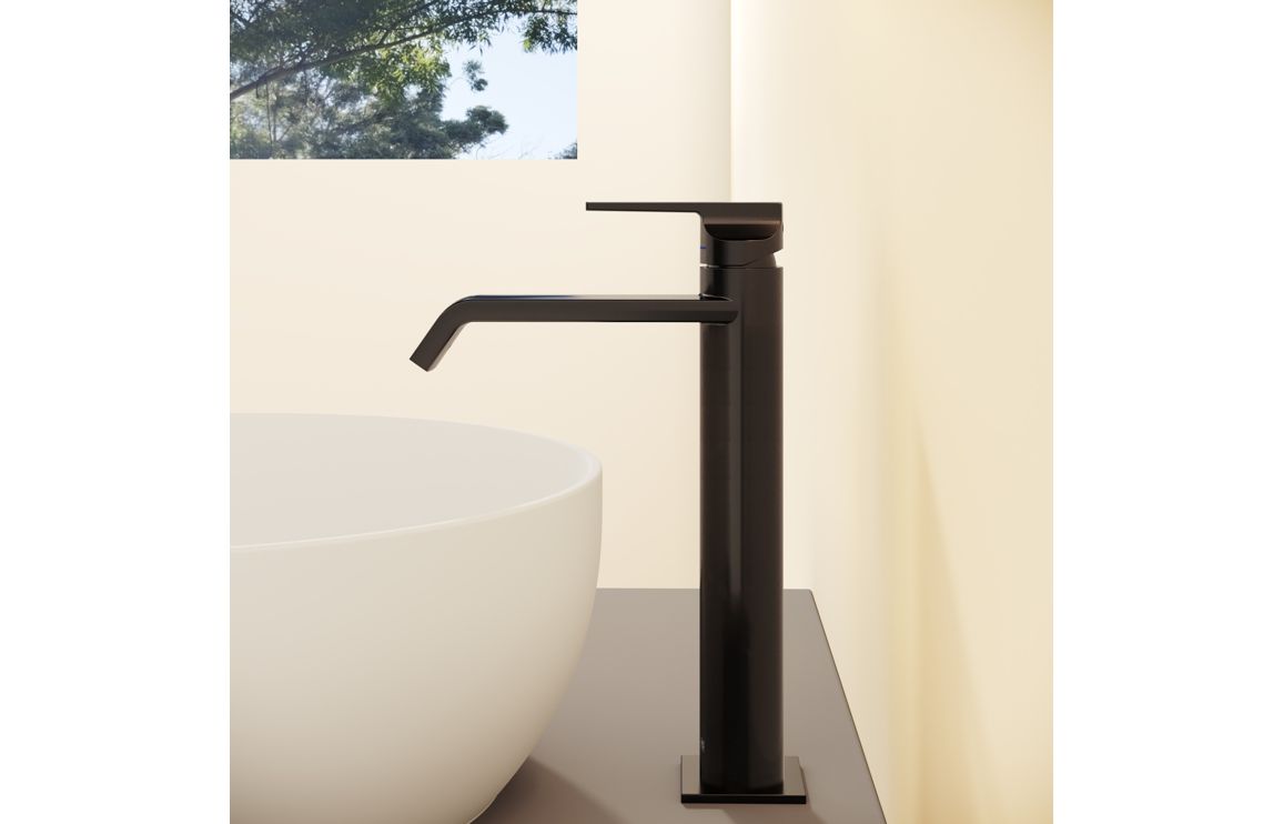 VitrA Suit Tall Basin Mixer (Top Handle) - Gloss Black, Bathroom Taps - Image 3