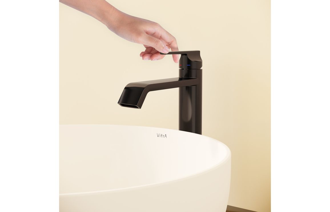 VitrA Suit Tall Basin Mixer (Top Handle) - Gloss Black, Bathroom Taps - Image 4