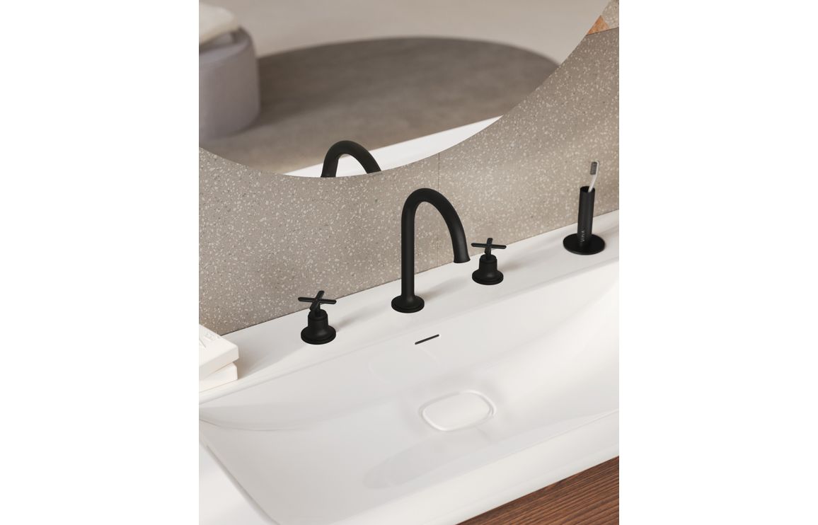 VitrA Origin Classic 3-Hole Basin Mixer - Matt Black, Bathroom Taps - Image 2