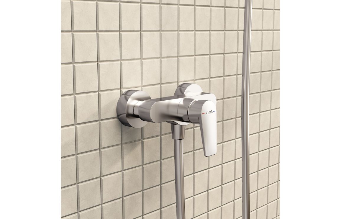 VitrA Flow Square Wall Mounted Shower Mixer - Chrome - Image 2