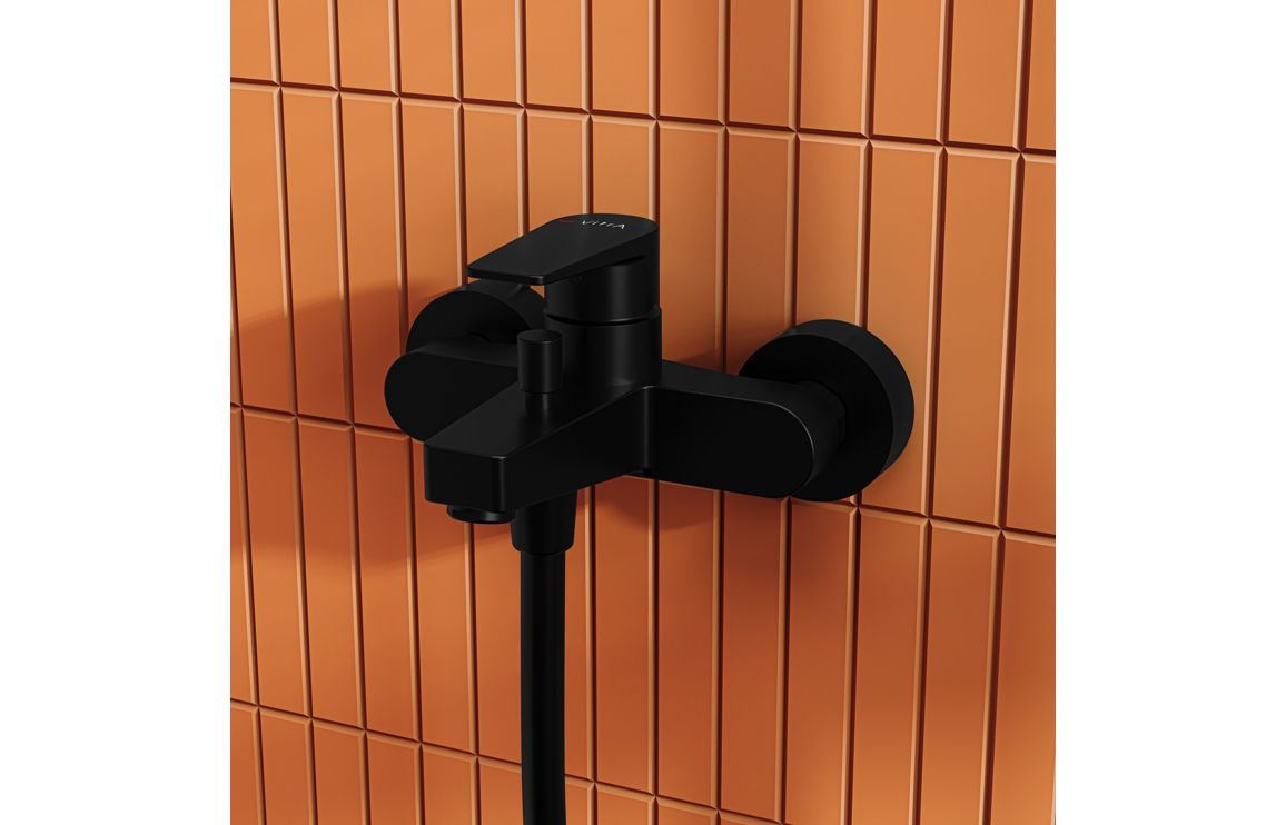 VitrA Flow Square Wall Mounted Bath/Shower Mixer - Matt Black, Bathroom Taps - Image 3