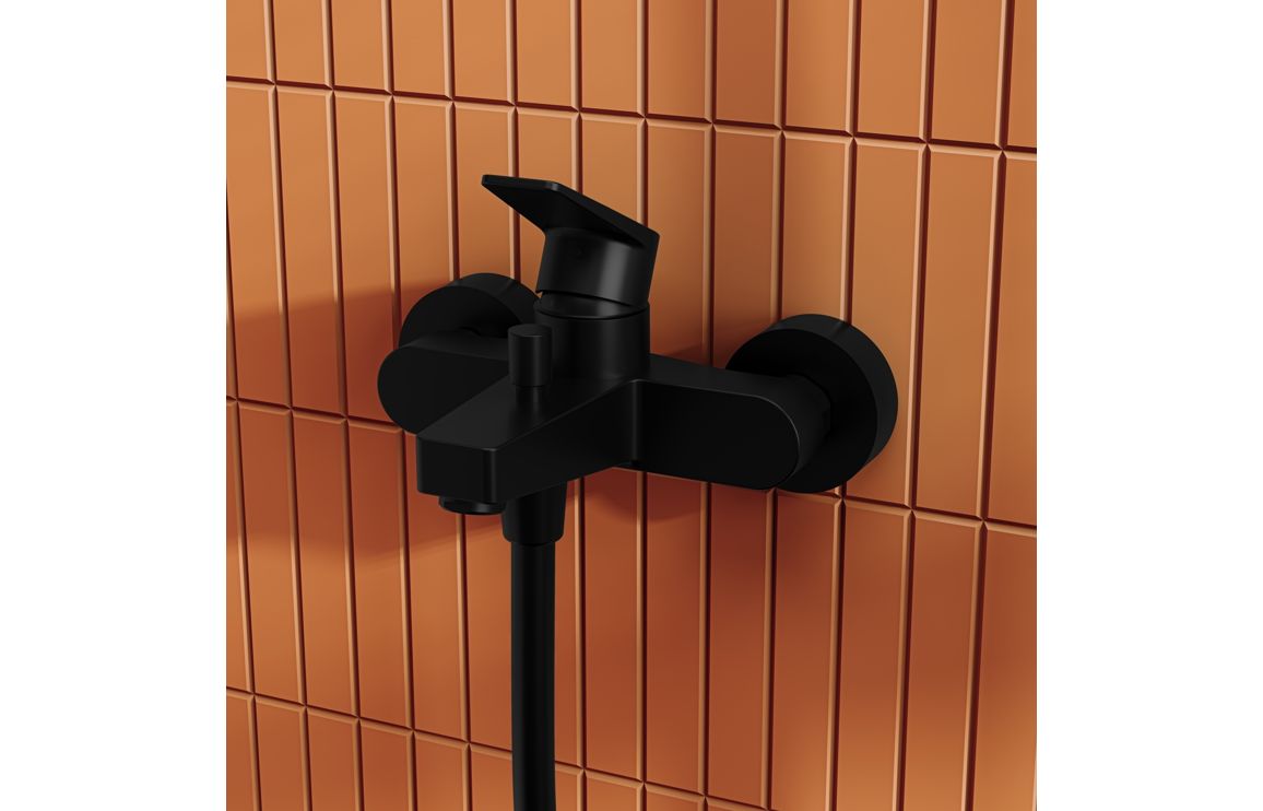 VitrA Flow Square Wall Mounted Bath/Shower Mixer - Matt Black, Bathroom Taps - Image 4