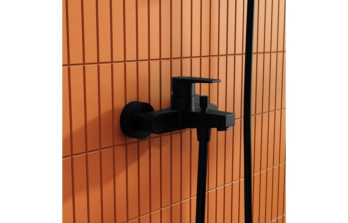 VitrA Flow Square Wall Mounted Bath/Shower Mixer - Matt Black, Bathroom Taps - Image 2