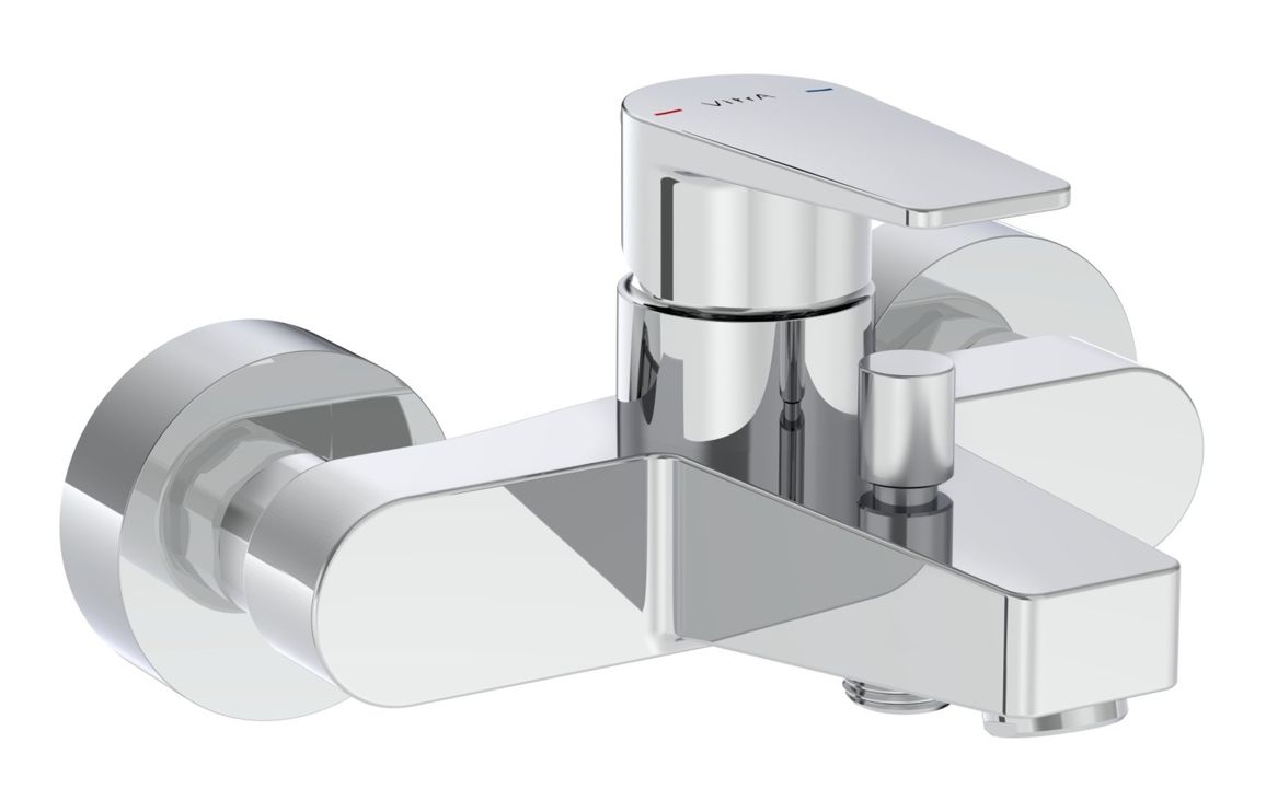 VitrA Flow Square Wall Mounted Bath/Shower Mixer - Chrome, Bathroom Taps