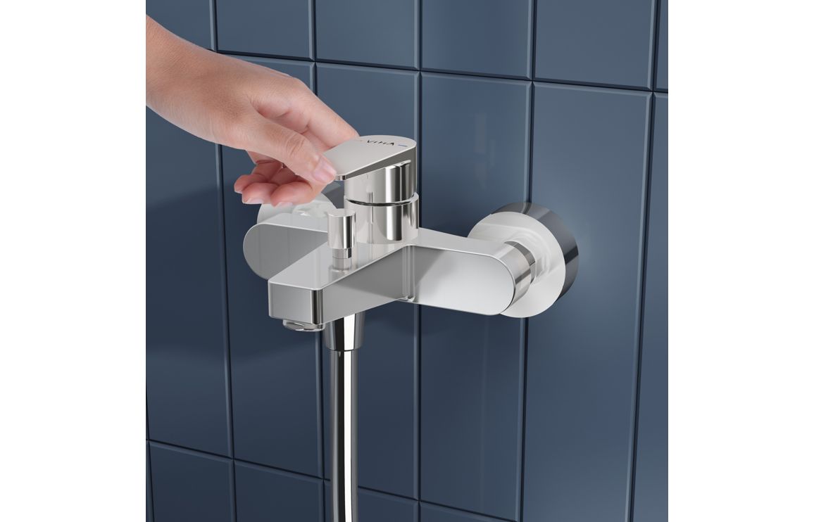 VitrA Flow Square Wall Mounted Bath/Shower Mixer - Chrome, Bathroom Taps - Image 3