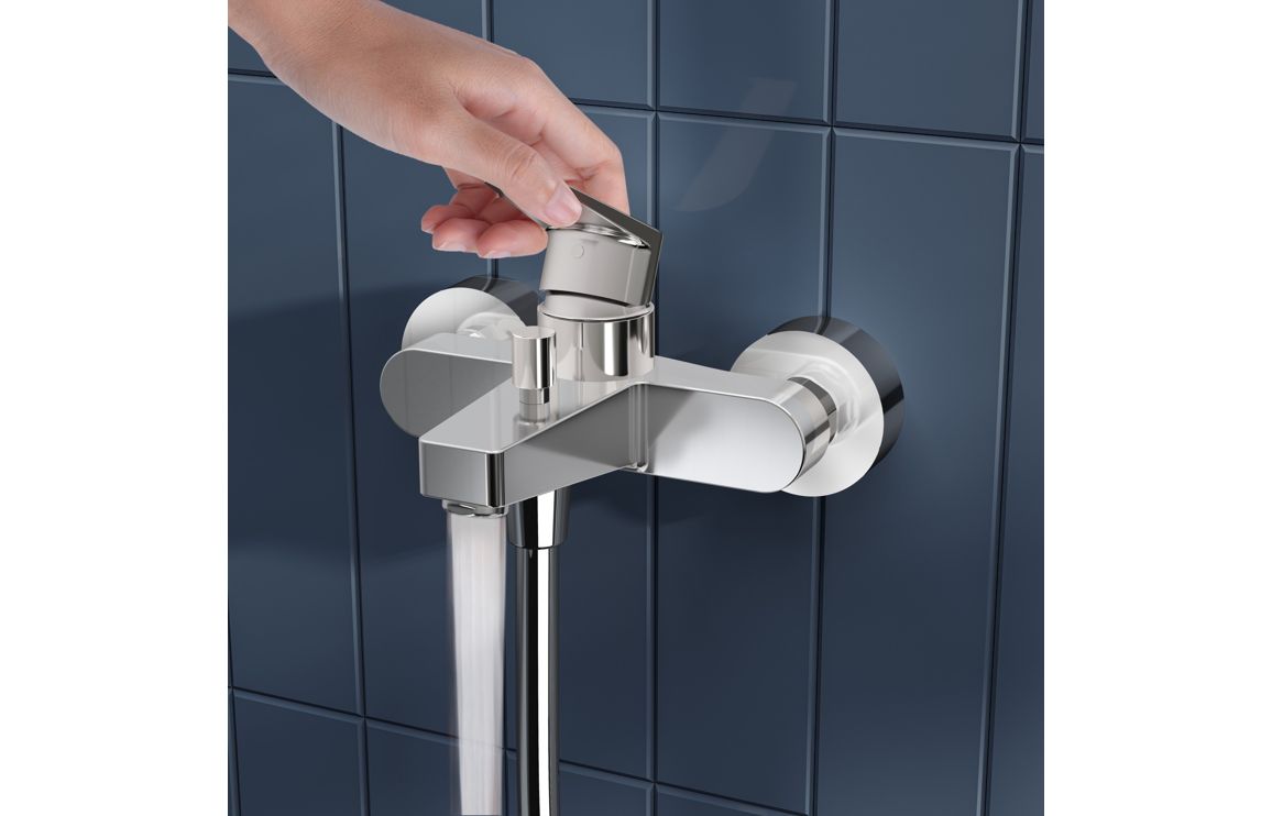 VitrA Flow Square Wall Mounted Bath/Shower Mixer - Chrome, Bathroom Taps - Image 4