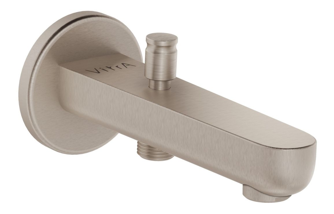VitrA Root Round Wall Mounted Monohole Bath/Shower Mixer - Brushed Nickel, Bathroom Taps