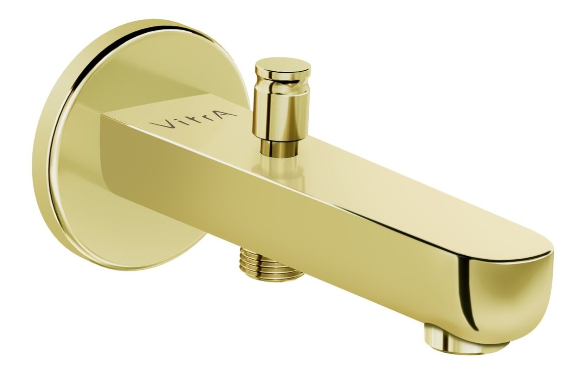 VitrA Root Round Wall Mounted Monohole Bath/Shower Mixer - Soft Gold, Bathroom Taps