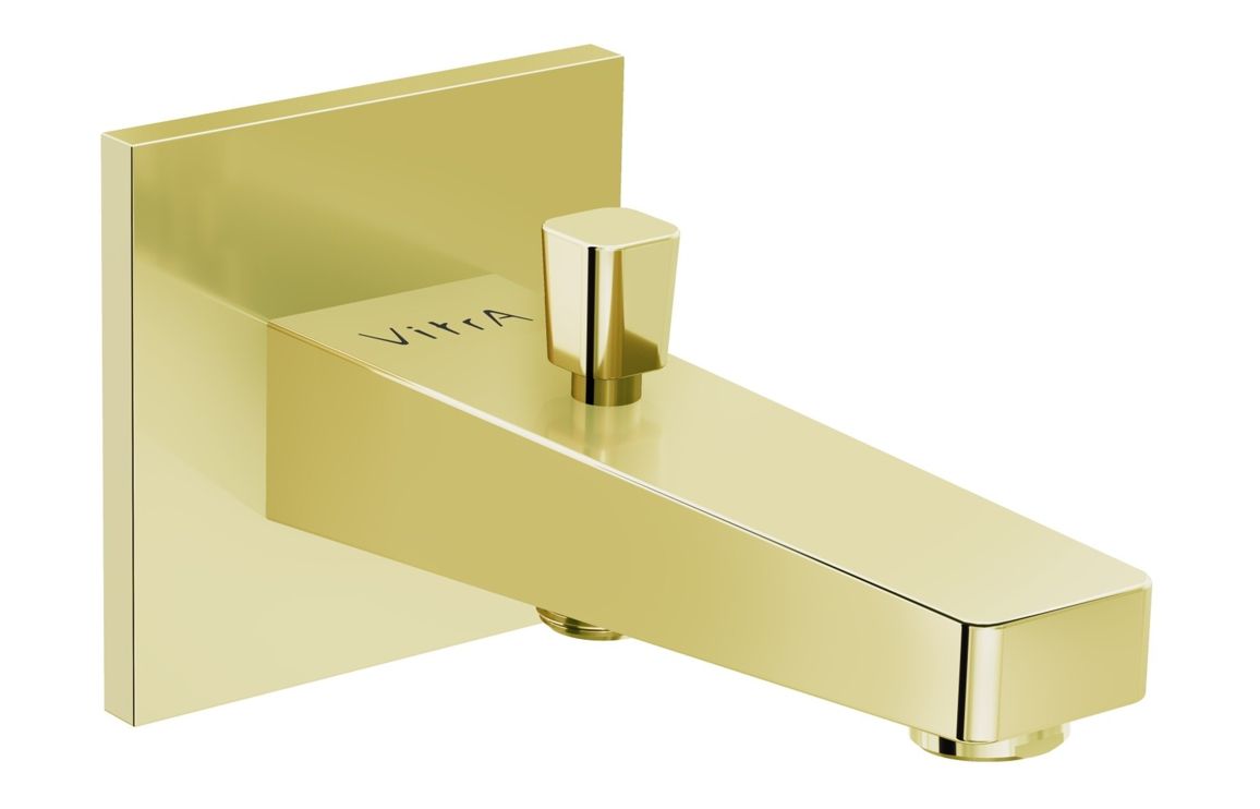 VitrA Root Square Wall Mounted Monohole Bath/Shower Mixer - Soft Gold, Bathroom Taps