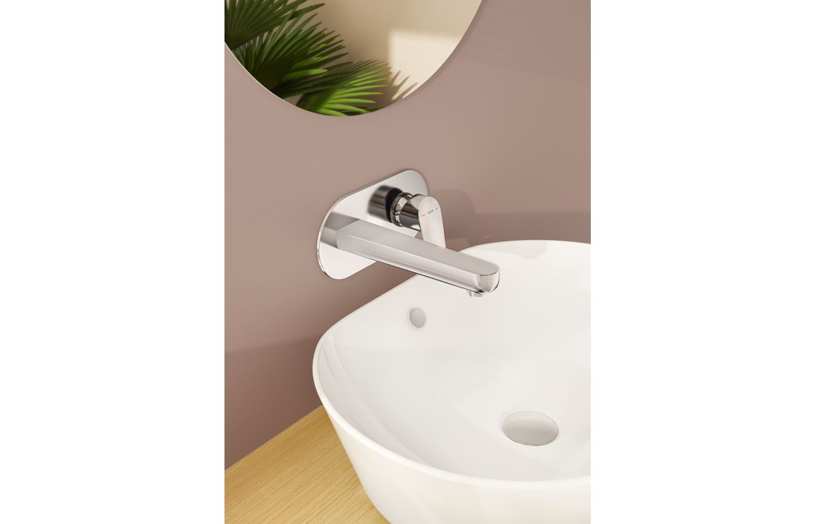 VitrA Flow Round Wall Mounted Basin Mixer - Chrome, Bathroom Taps - Image 2