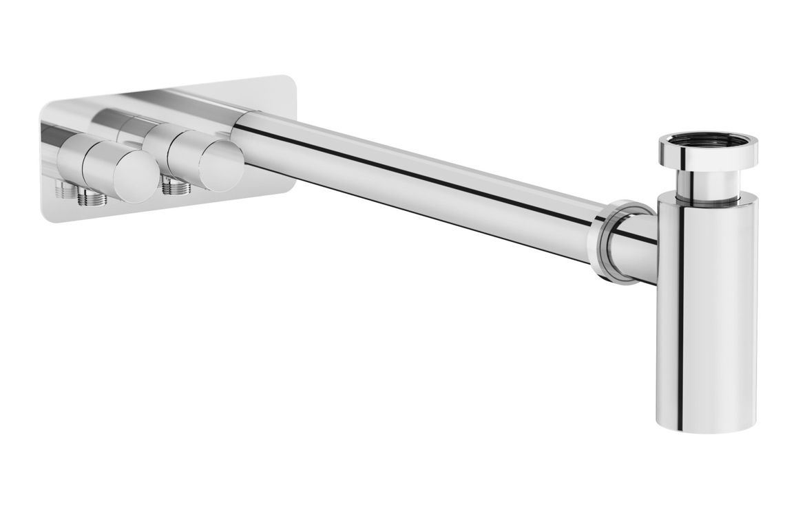 VitrA Bottle Trap for Basins w/Isolation Taps (Asymmetric) - Chrome, Bathroom Taps