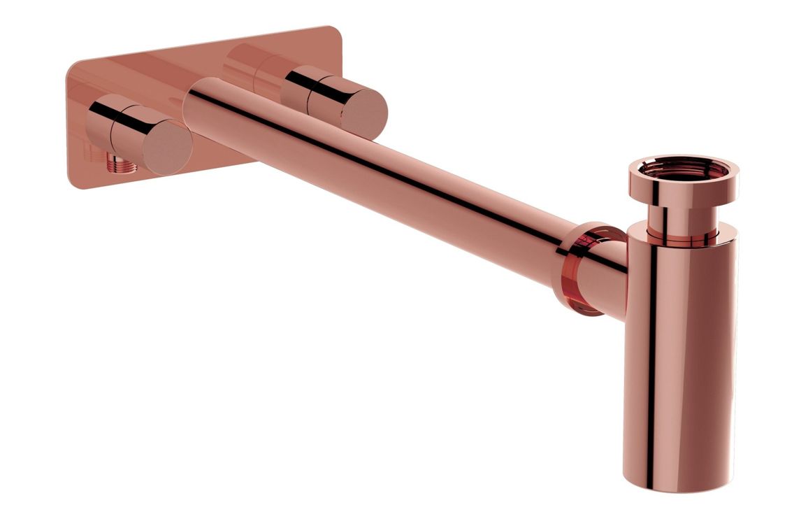 VitrA Bottle Trap for Basins w/Isolation Taps (Symmetric) - Soft Copper, Bathroom Taps