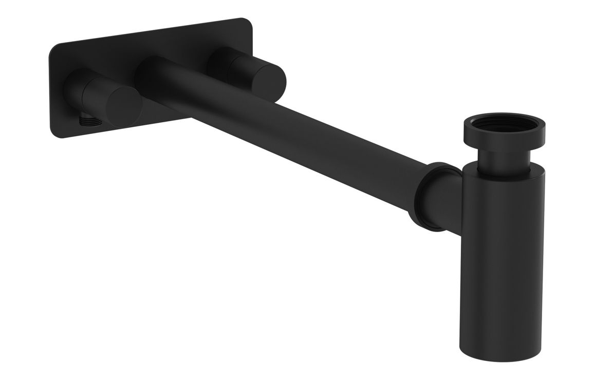 VitrA Bottle Trap for Basins w/Isolation Taps (Symmetric) - Matt Black, Bathroom Taps