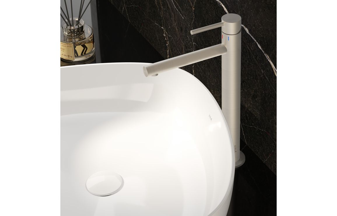 VitrA Origin Extra Tall Basin Mixer - Brushed Nickel, Bathroom Taps - Image 2