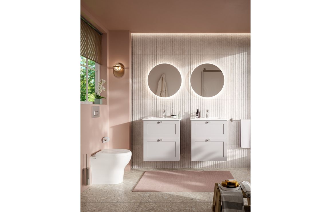 VitrA Root Classic 60cm 2 Drawer Washbasin Unit - Matt Grey,Furniture - Image 6