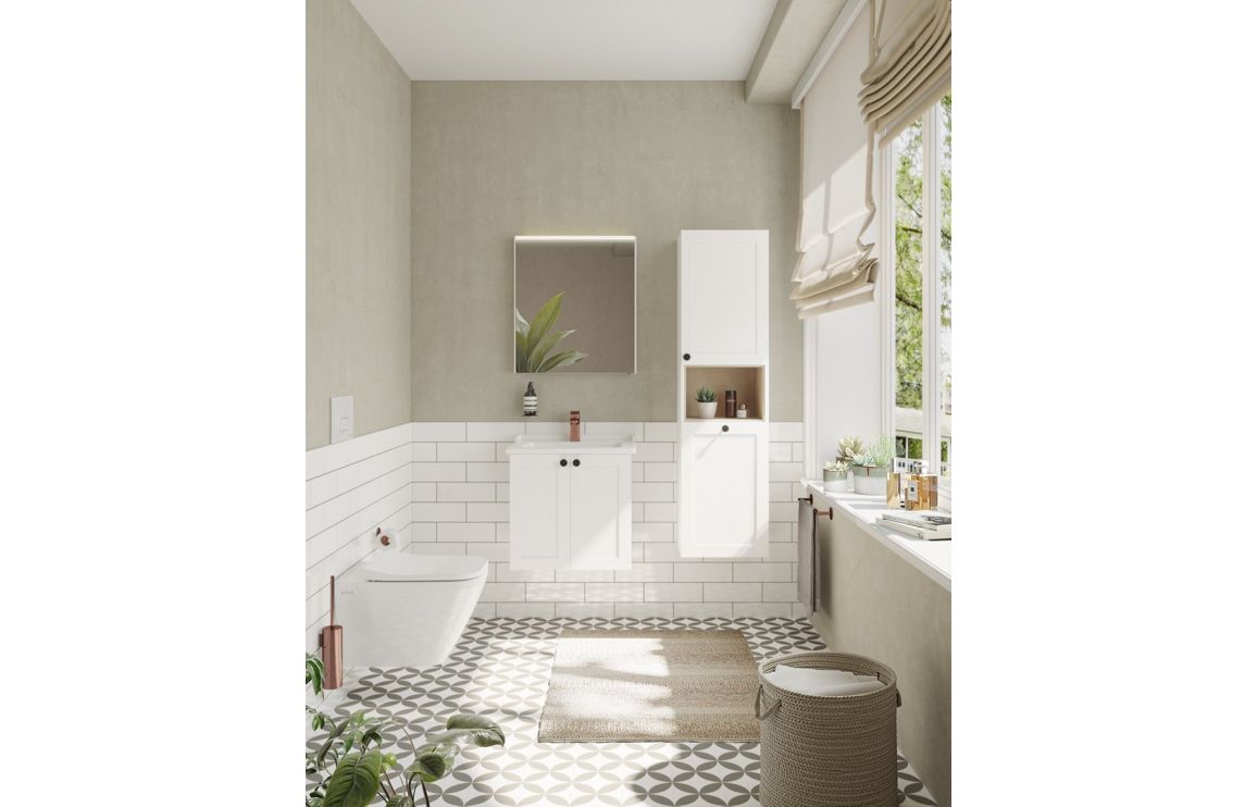VitrA Root Classic 60cm 2 Door Wall Hung Washbasin Unit - Matt White,Furniture - Image 4