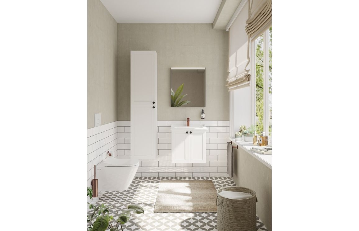 VitrA Root Classic 60cm 2 Door Wall Hung Washbasin Unit - Matt White,Furniture - Image 5