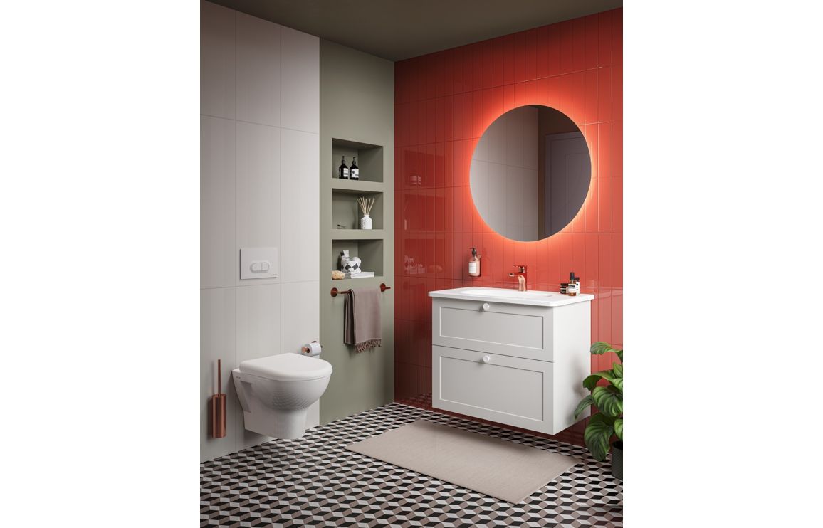 VitrA Root Classic 80cm 2 Drawer Slim Washbasin Unit - Matt Light Grey,Furniture - Image 3