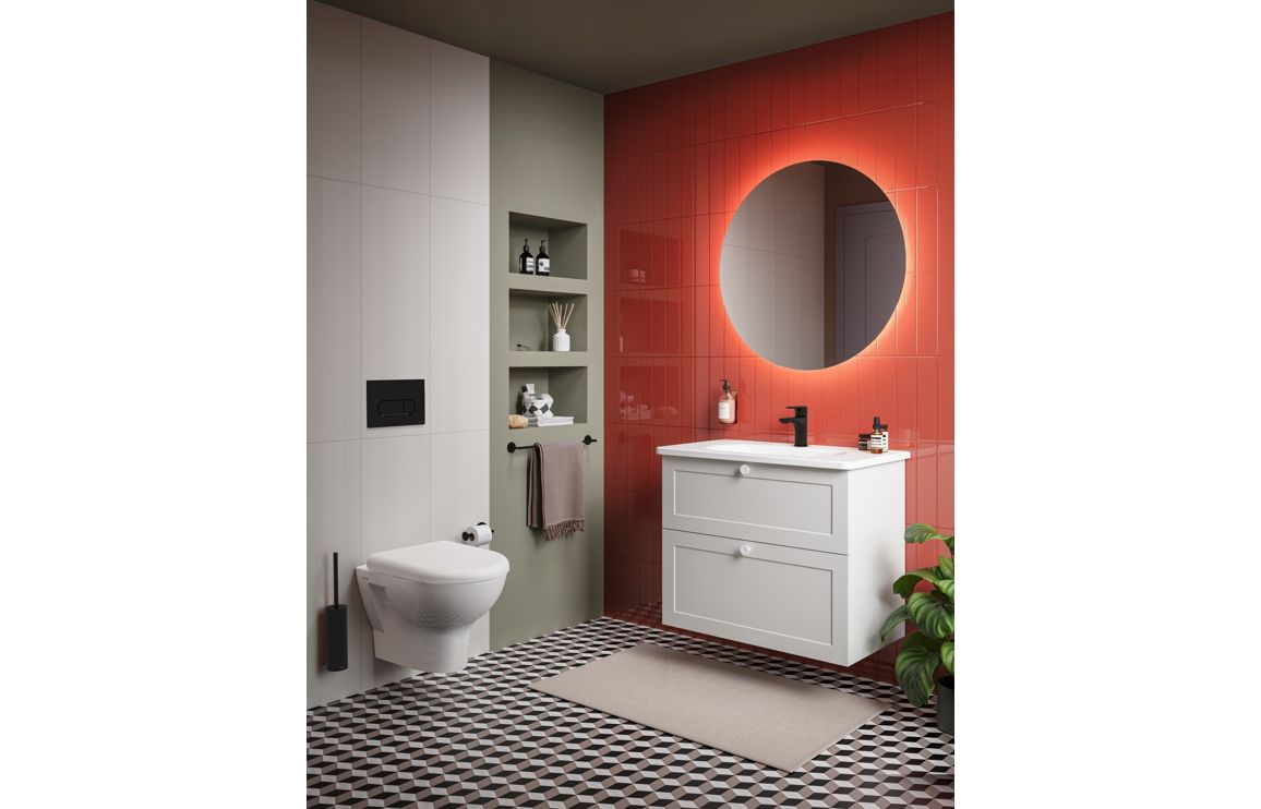 VitrA Root Classic 80cm 2 Drawer Slim Washbasin Unit - Matt Light Grey,Furniture - Image 4