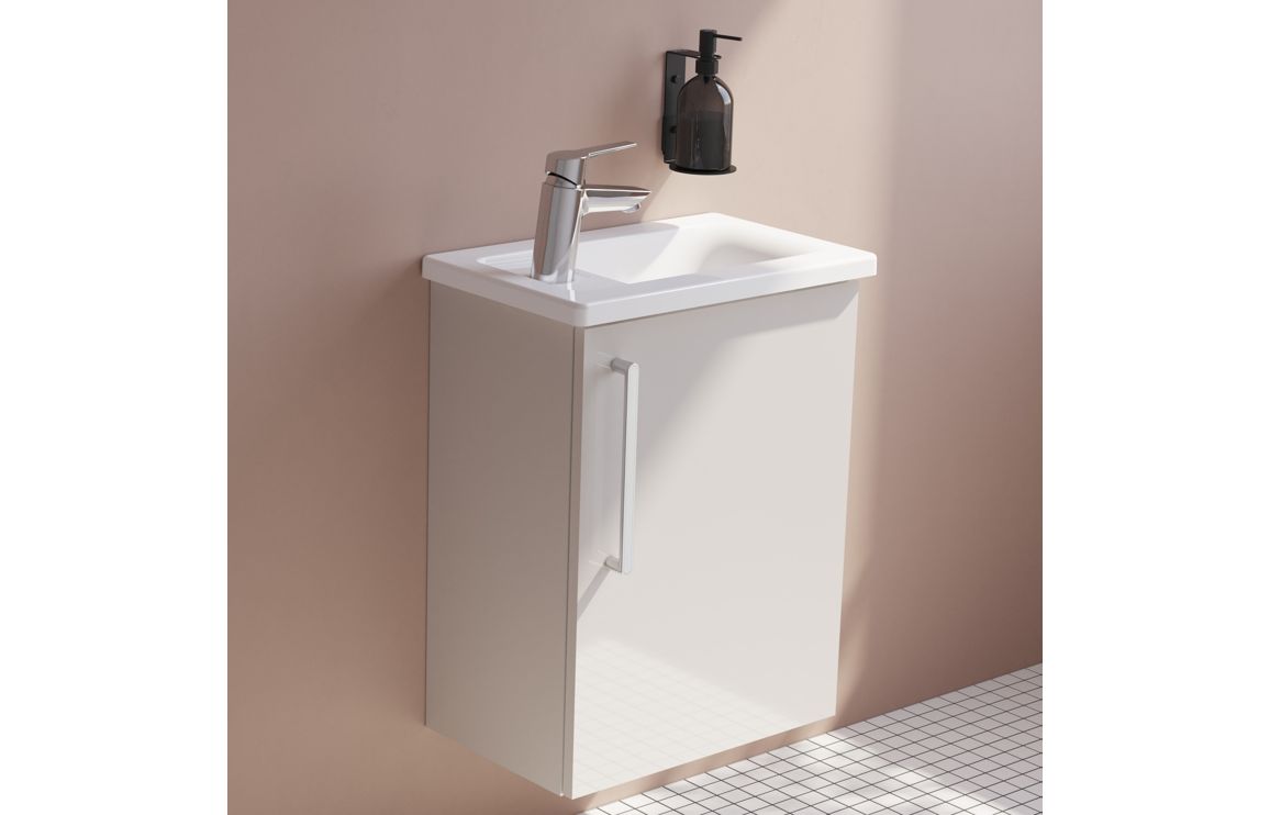 VitrA Root Flat 40cm 1 Door Wall Hung Slim Washbasin Unit (RH Hinge) - Bright Sahara Beige,Furniture - Image 3