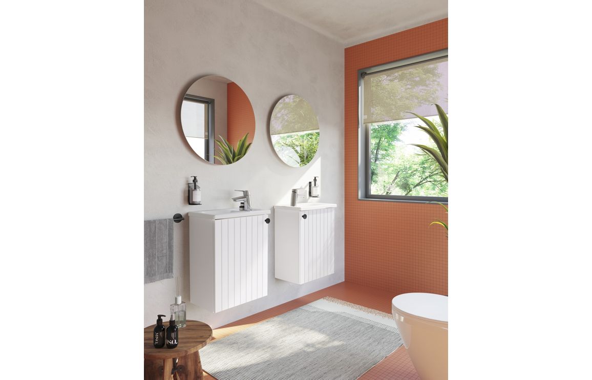 VitrA Root Groove 40cm 1 Door Wall Hung Slim Washbasin Unit (RH Hinge) - Matt White,Furniture - Image 7