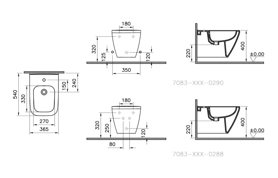 VitrA Integra Square Wall Hung Bidet - White, Toilets - Image 2